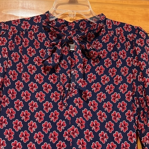 Gap Color Block Tie Neck Dress Blue and Red Size 2 - Picture 3 of 7